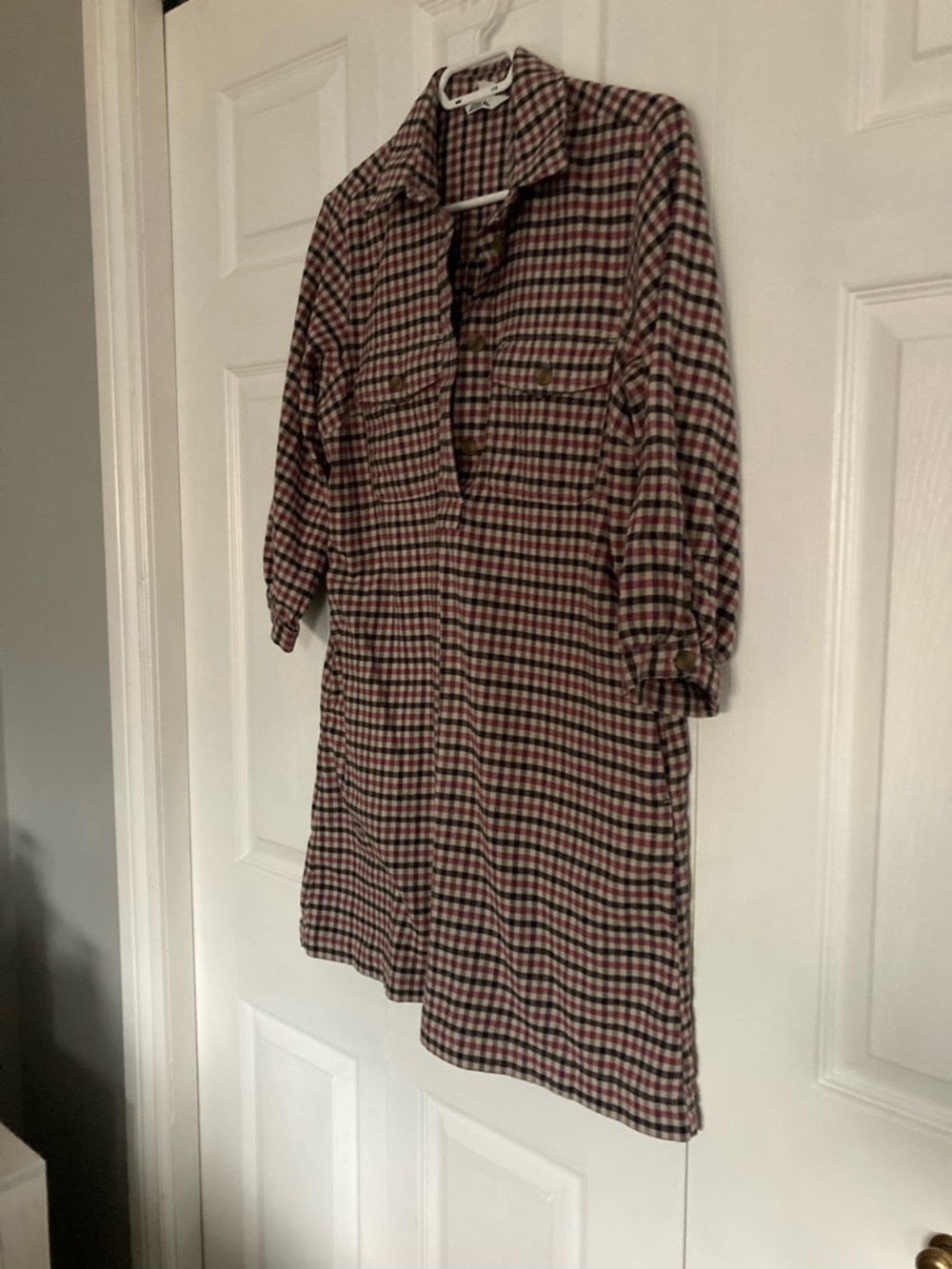 Checked Shirt Dress in pink, black and grey